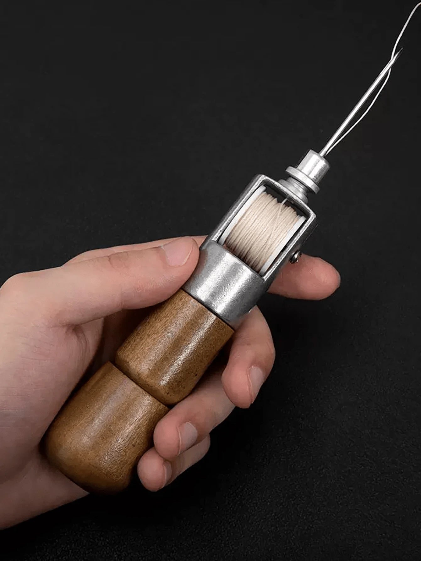 Professional Leather Sewing Awl Set, Fast Sewing Machine Tool, Suitable For DIY Handmade Repair, 1 Set With Needle- This Item Has AB 2 Set Options- A: 1 Set Of Hand Sewing Tool, B: Separate Flat Wax