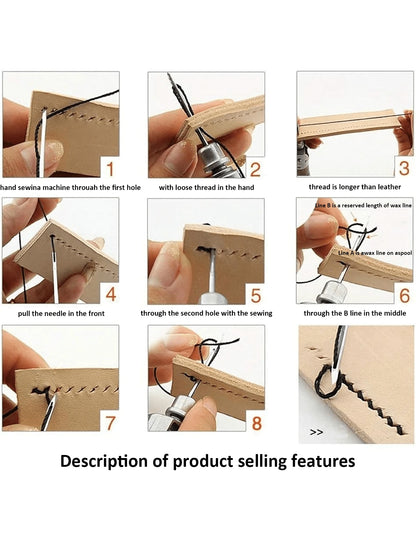 Professional Leather Sewing Awl Set, Fast Sewing Machine Tool, Suitable For DIY Handmade Repair, 1 Set With Needle- This Item Has AB 2 Set Options- A: 1 Set Of Hand Sewing Tool, B: Separate Flat Wax