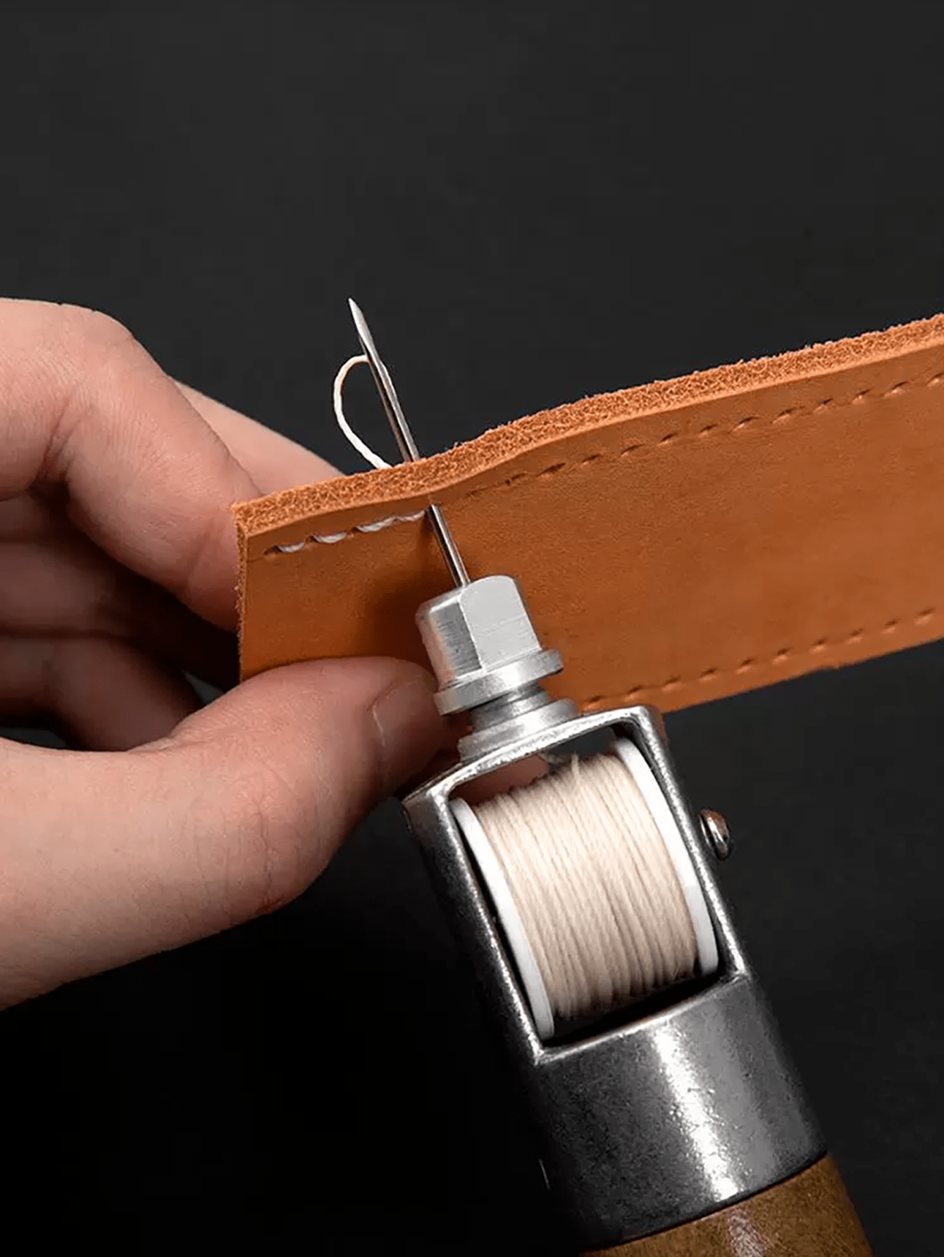 Professional Leather Sewing Awl Set, Fast Sewing Machine Tool, Suitable For DIY Handmade Repair, 1 Set With Needle- This Item Has AB 2 Set Options- A: 1 Set Of Hand Sewing Tool, B: Separate Flat Wax