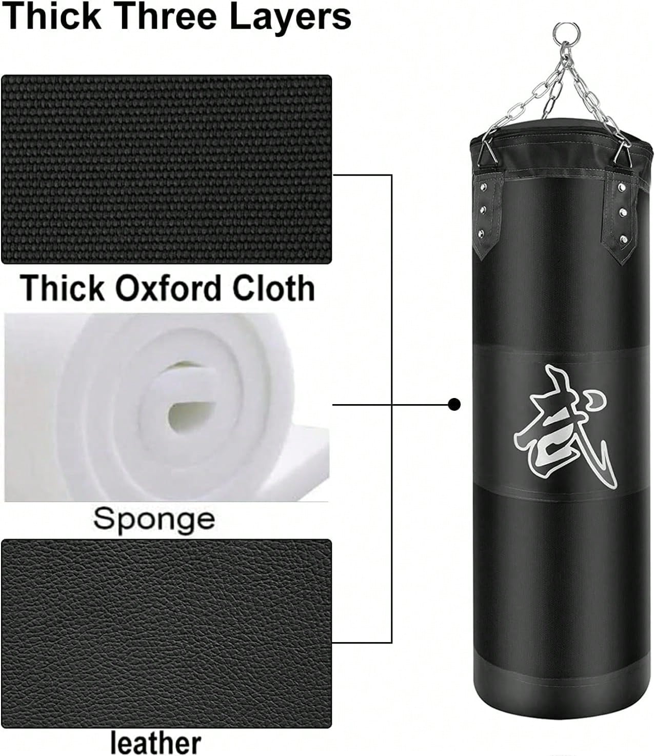 Punching Bag For Adults Unfilled Heavy Punching Bag, Boxing Bag Set With Punching Gloves, Wraps, Chain, Ceiling Hook For MMA Kickboxing Boxing Karate Muay Thai Taekwondo