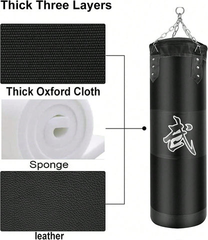 Punching Bag For Adults Unfilled Heavy Punching Bag, Boxing Bag Set With Punching Gloves, Wraps, Chain, Ceiling Hook For MMA Kickboxing Boxing Karate Muay Thai Taekwondo