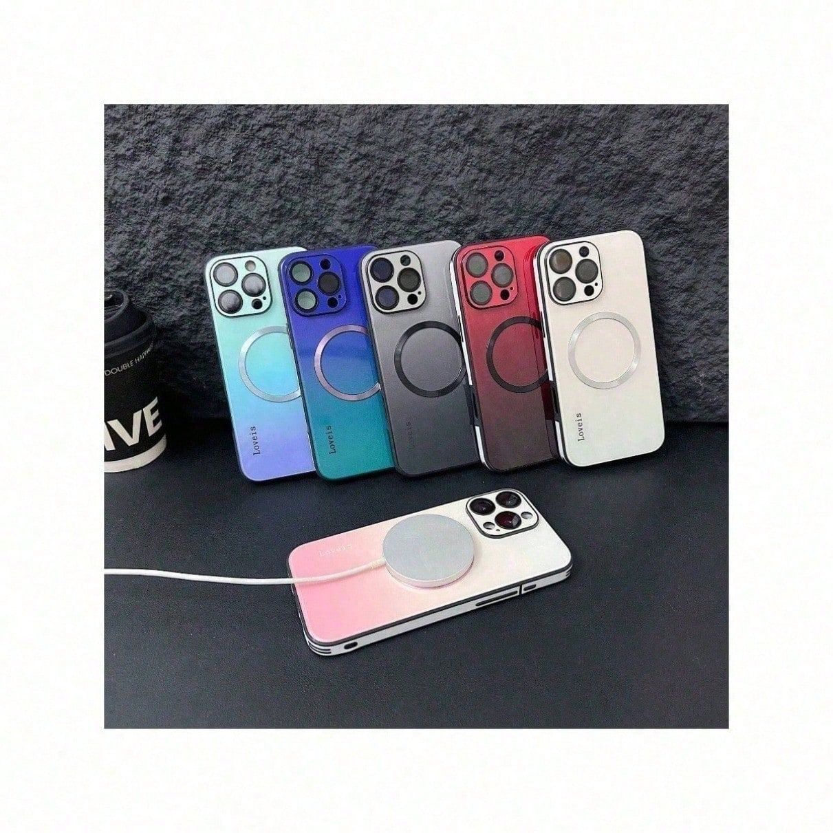 Purple+Blue Gradient Magnetic Phone Case Compatible With IPhone 16/15/14/13/12 Pro Max Camera Protection With Wireless Charging Shockproof Protection Back Cover