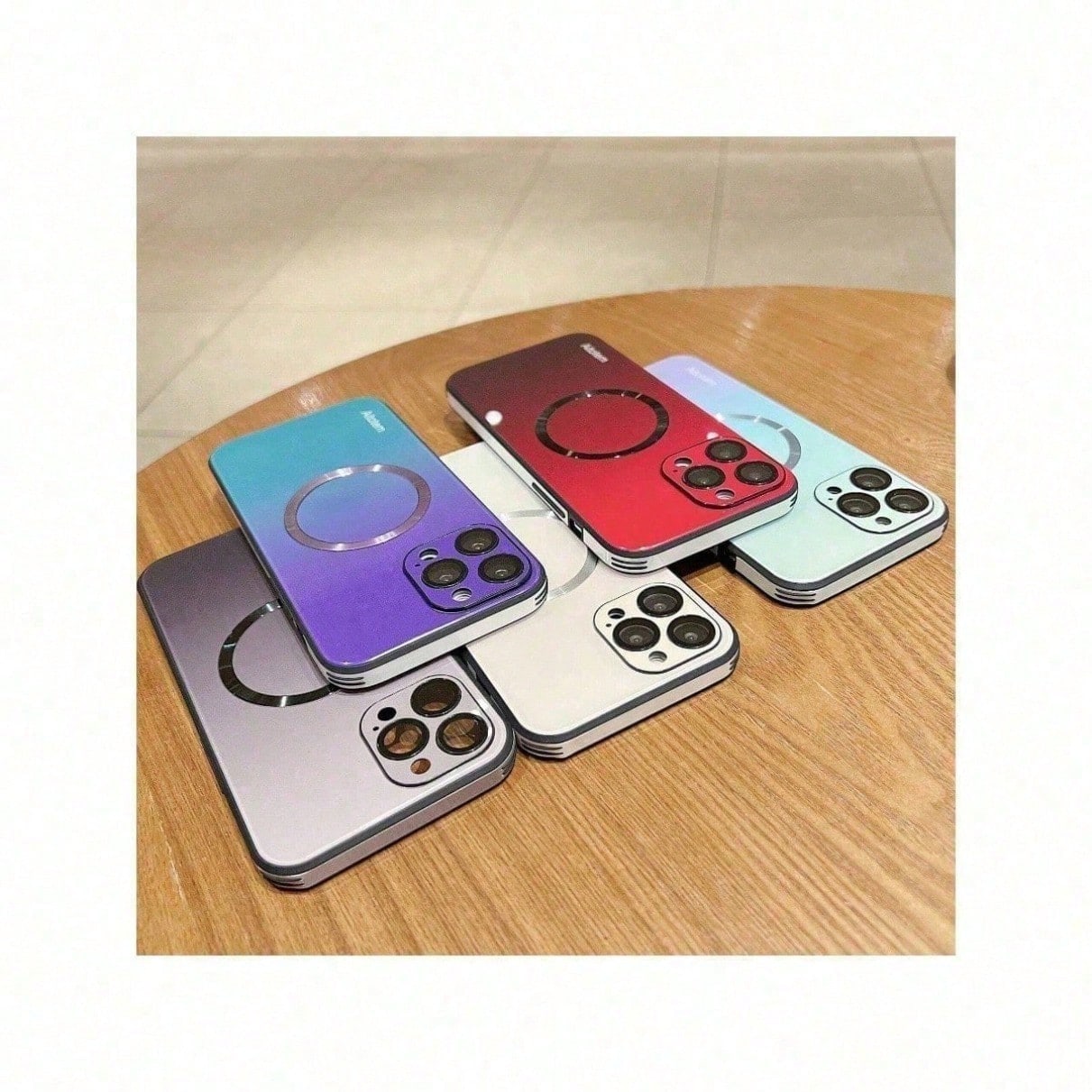 Purple+Blue Gradient Magnetic Phone Case Compatible With IPhone 16/15/14/13/12 Pro Max Camera Protection With Wireless Charging Shockproof Protection Back Cover
