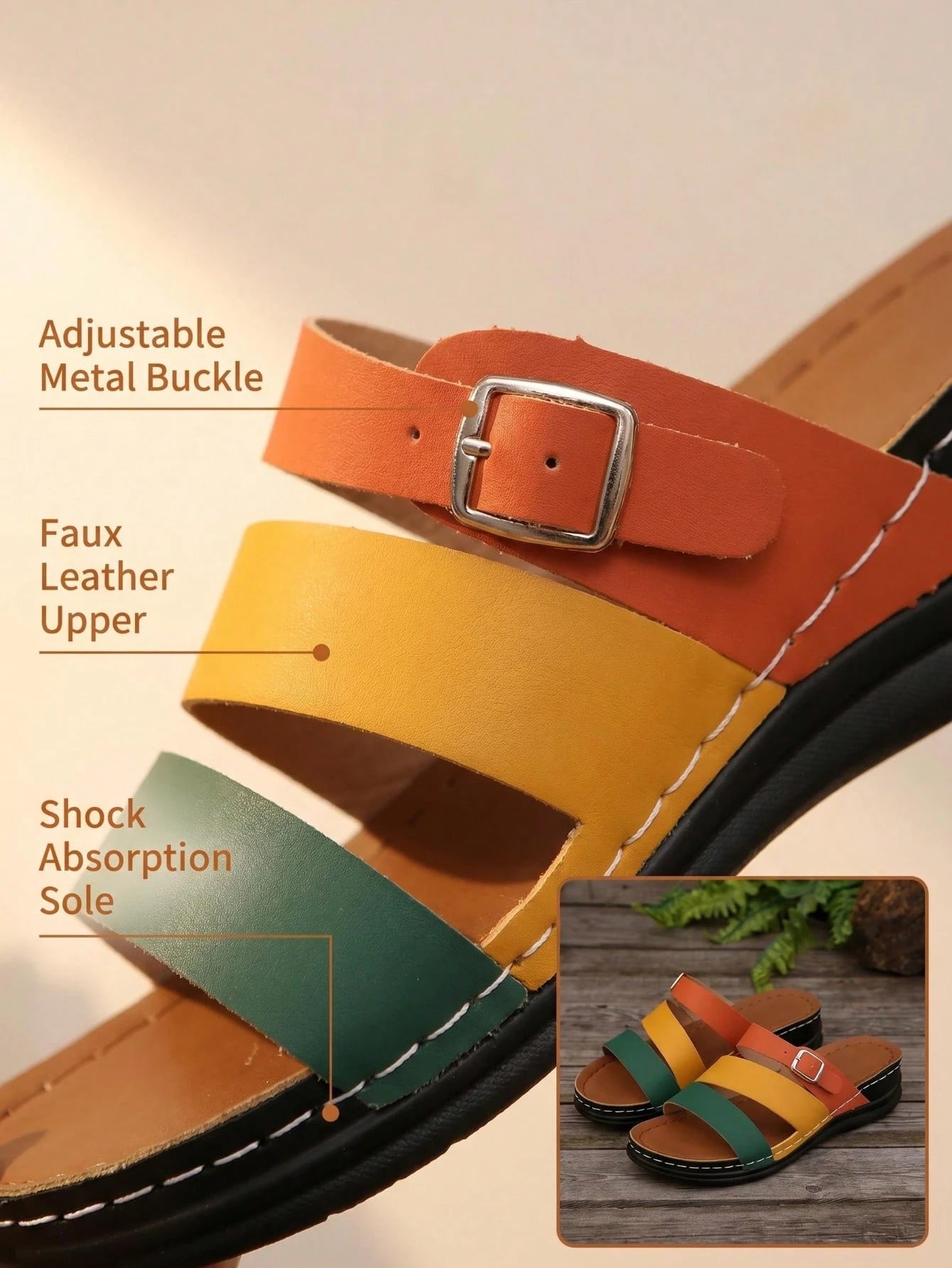 PWIIMG Women's New Summer Color-Block Open-Toe Sandals, Multi-Color Cross-Strap Wedge Platform Sandals, Suitable For Beach, Home, Street, And Commuting