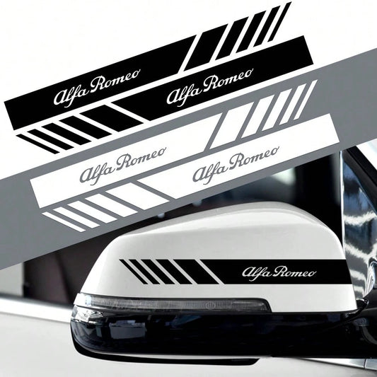Racing Stripe Car Side Mirror Sticker, Custom Script Logo Vinyl Decal For Rearview Mirror Cover, Waterproof Sport Style Auto Exterior Modification Accessory