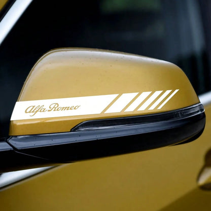Racing Stripe Car Side Mirror Sticker, Custom Script Logo Vinyl Decal For Rearview Mirror Cover, Waterproof Sport Style Auto Exterior Modification Accessory
