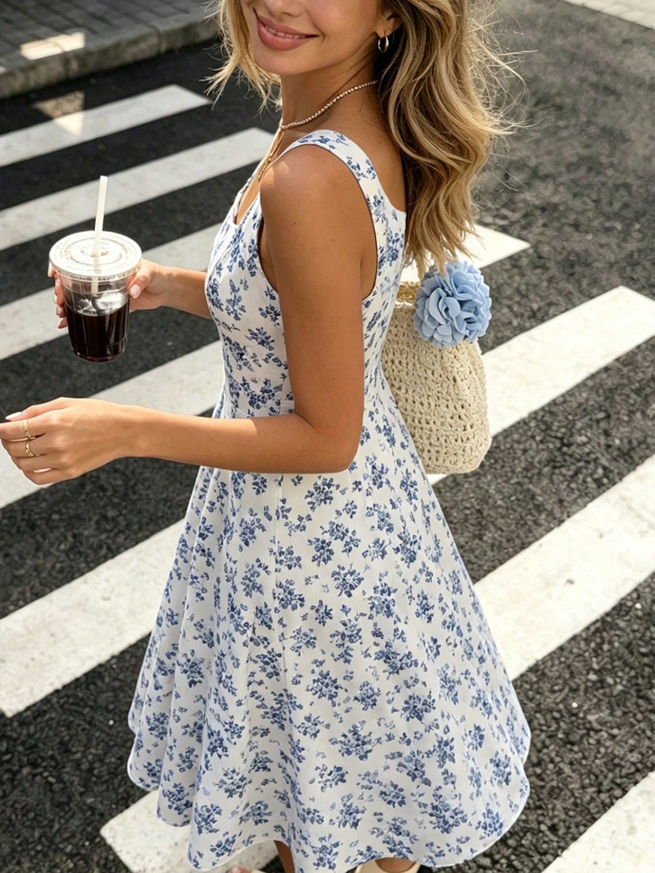 Rafferiza Women's Fashionable Elegant Printed Waist Dress
