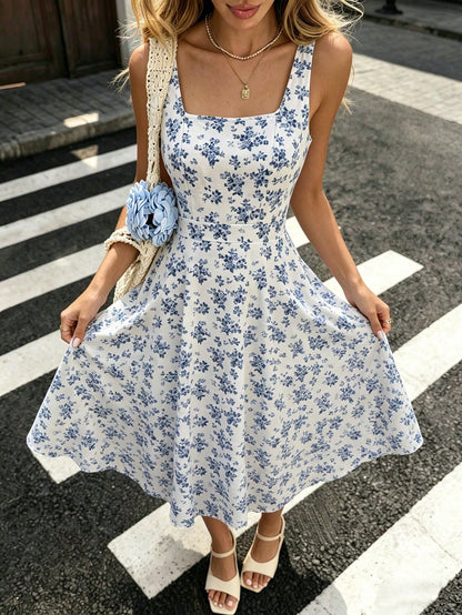 Rafferiza Women's Fashionable Elegant Printed Waist Dress