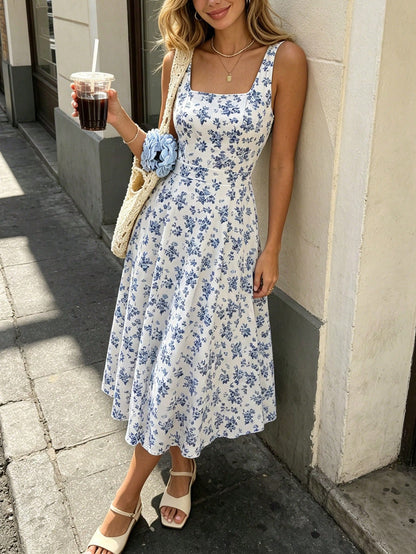 Rafferiza Women's Fashionable Elegant Printed Waist Dress