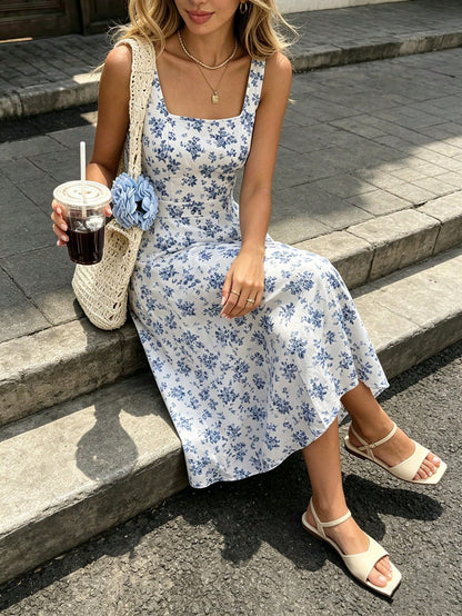 Rafferiza Women's Fashionable Elegant Printed Waist Dress