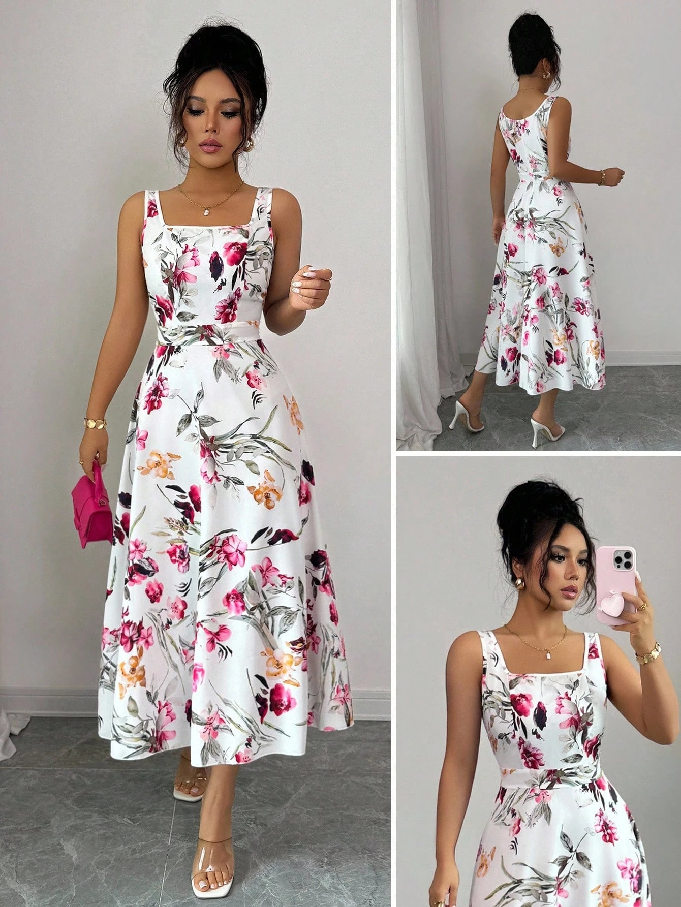 Rafferiza Women's Fashionable Elegant Printed Waist Dress