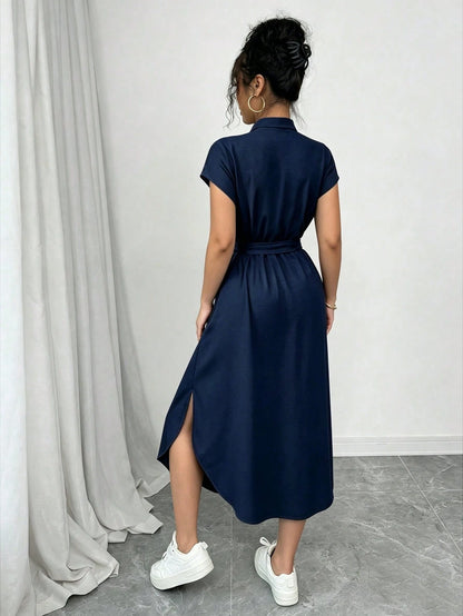 Raffinéa Women's Solid Color Bowknot Sleeveless Slit Elegant Dress