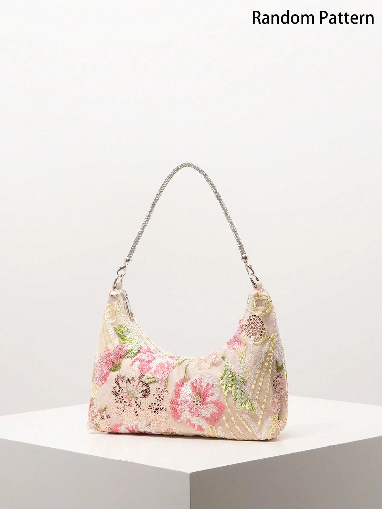 (Random Pattern) Women's Shoulder Bag, Sequin Bag, Floral Pattern, Embroidered Bag, Evening Party, Dance Decoration, Graduation Prom Bag, Graduation Prom Accessory, Wedding Supplies, Elegant, Women's