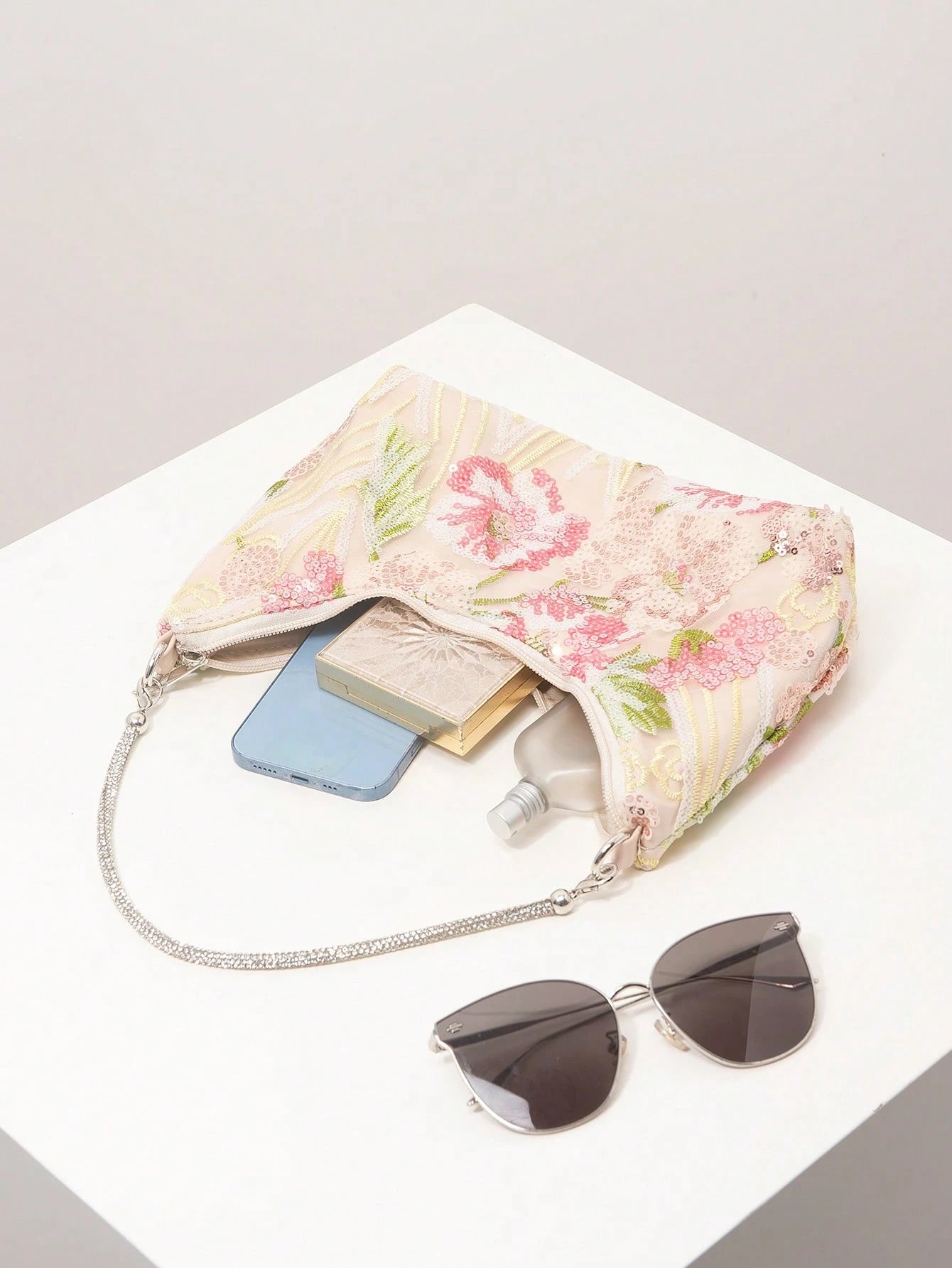 (Random Pattern) Women's Shoulder Bag, Sequin Bag, Floral Pattern, Embroidered Bag, Evening Party, Dance Decoration, Graduation Prom Bag, Graduation Prom Accessory, Wedding Supplies, Elegant, Women's