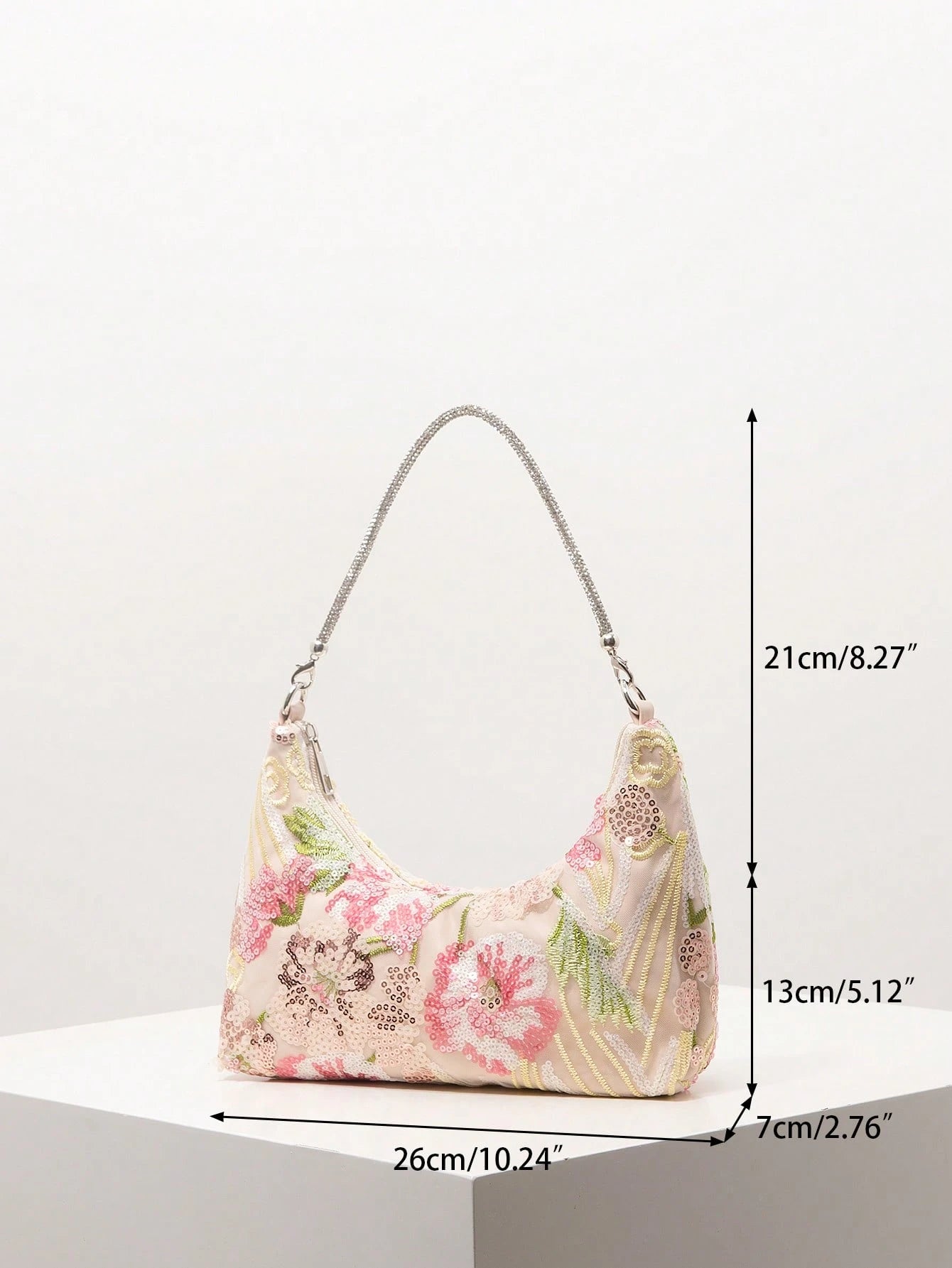 (Random Pattern) Women's Shoulder Bag, Sequin Bag, Floral Pattern, Embroidered Bag, Evening Party, Dance Decoration, Graduation Prom Bag, Graduation Prom Accessory, Wedding Supplies, Elegant, Women's