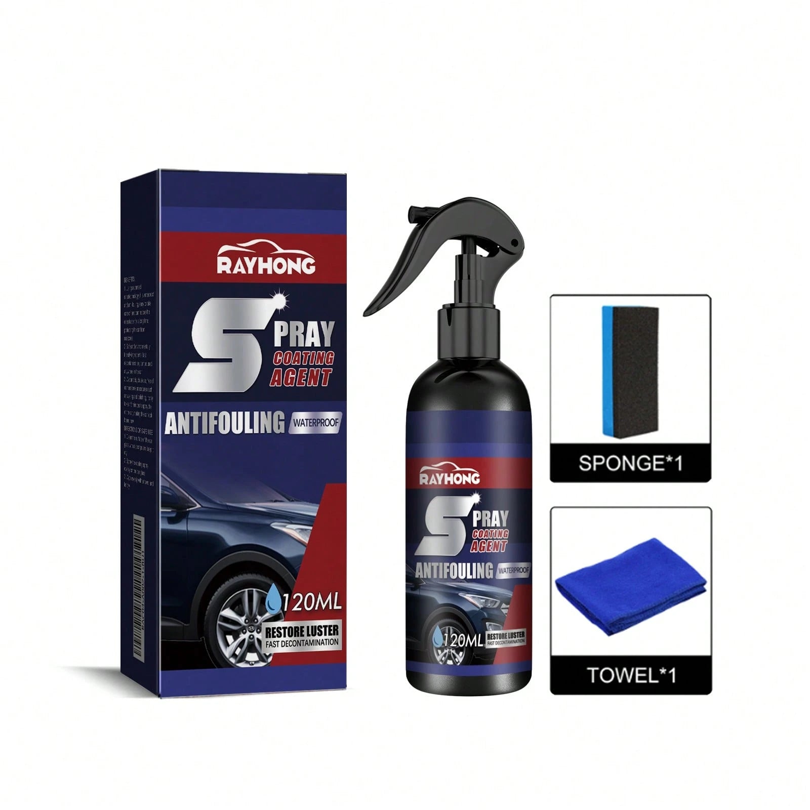 rayhong 120ml Car Coating Spray Car Scratch Removal Spray Waterproof Car Polishing Maintenance Spray Restore The Deep Luster Long-Lasting Time Quick Drying Coating Wet And Dry Dual-Use Coating Paint S