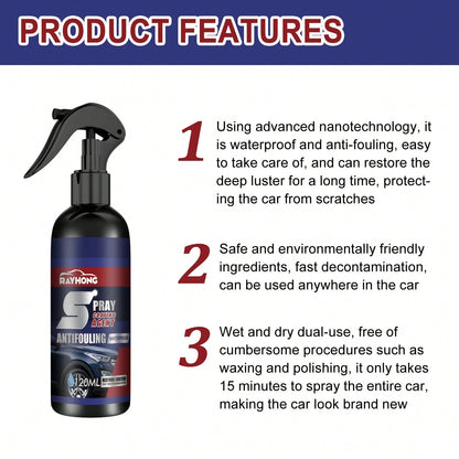 rayhong 120ml Car Coating Spray Car Scratch Removal Spray Waterproof Car Polishing Maintenance Spray Restore The Deep Luster Long-Lasting Time Quick Drying Coating Wet And Dry Dual-Use Coating Paint S