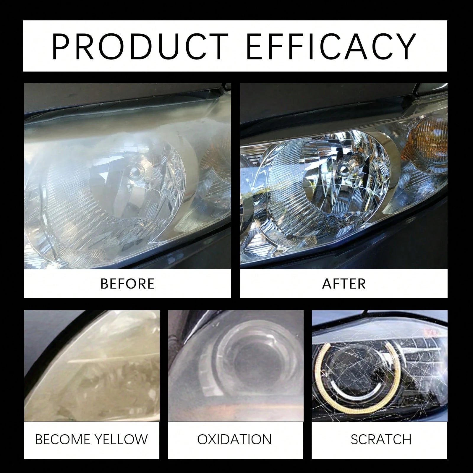 rayhong 180ml Headlight Restoration Polish Kit – Restores Clarity, Removes Yellowing, Oxidation & Haze, Long-Lasting UV Protection, Easy No-Sanding Application For Cars, Trucks & SUVs – With Towel + S