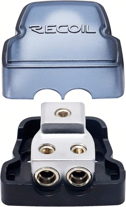 RECOIL DB12 2 Way Power Distribution Block, 1 X 0/2/4 Gauge In/ 2 X 4/8 Gauge Out Power Distribution Ground Distributor Block For Car Audio