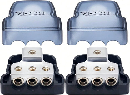 RECOIL DB12 2 Way Power Distribution Block, 1 X 0/2/4 Gauge In/ 2 X 4/8 Gauge Out Power Distribution Ground Distributor Block For Car Audio