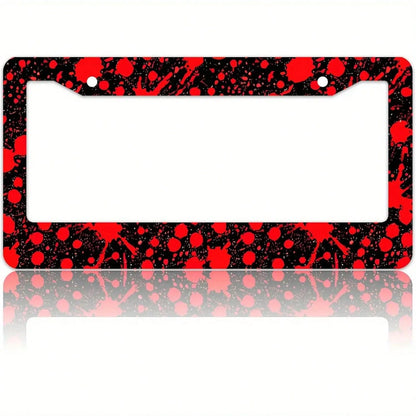 Red Black Blood License Plate Frames Cover Aluminum Anti-Rust Metal Car Plates Car Decoration Accessory Men Women 12.2 X 6.3