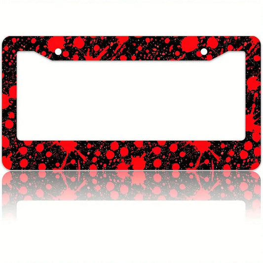 Red Black Blood License Plate Frames Cover Aluminum Anti-Rust Metal Car Plates Car Decoration Accessory Men Women 12.2 X 6.3
