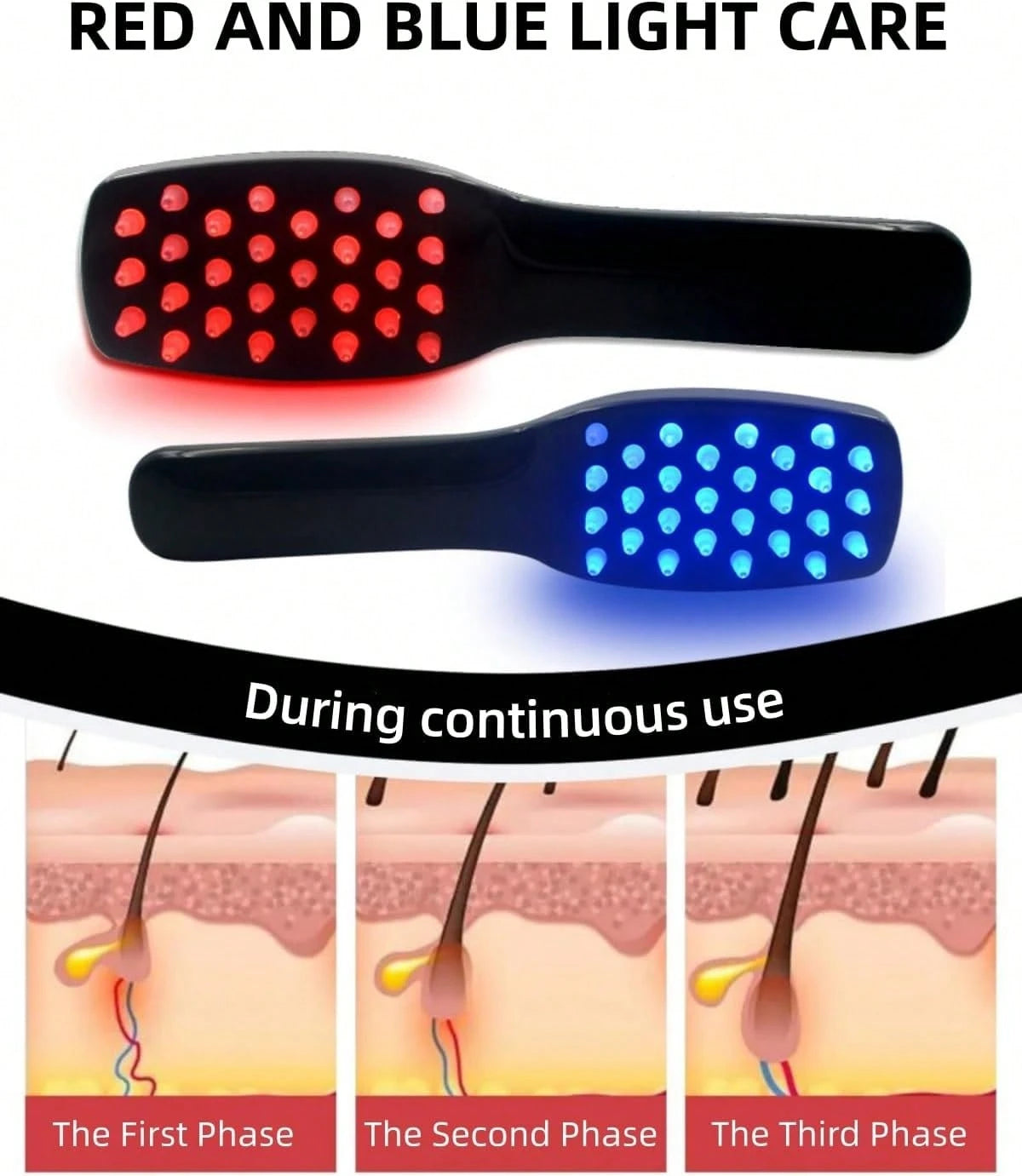 Red Light Hair Brush, Scalp Massager Brush, Red Light Comb Devices Hair Scalp Massage, Hair Massage Brush, Portable Hair Massage Comb With Soft Rubber Men And Women
