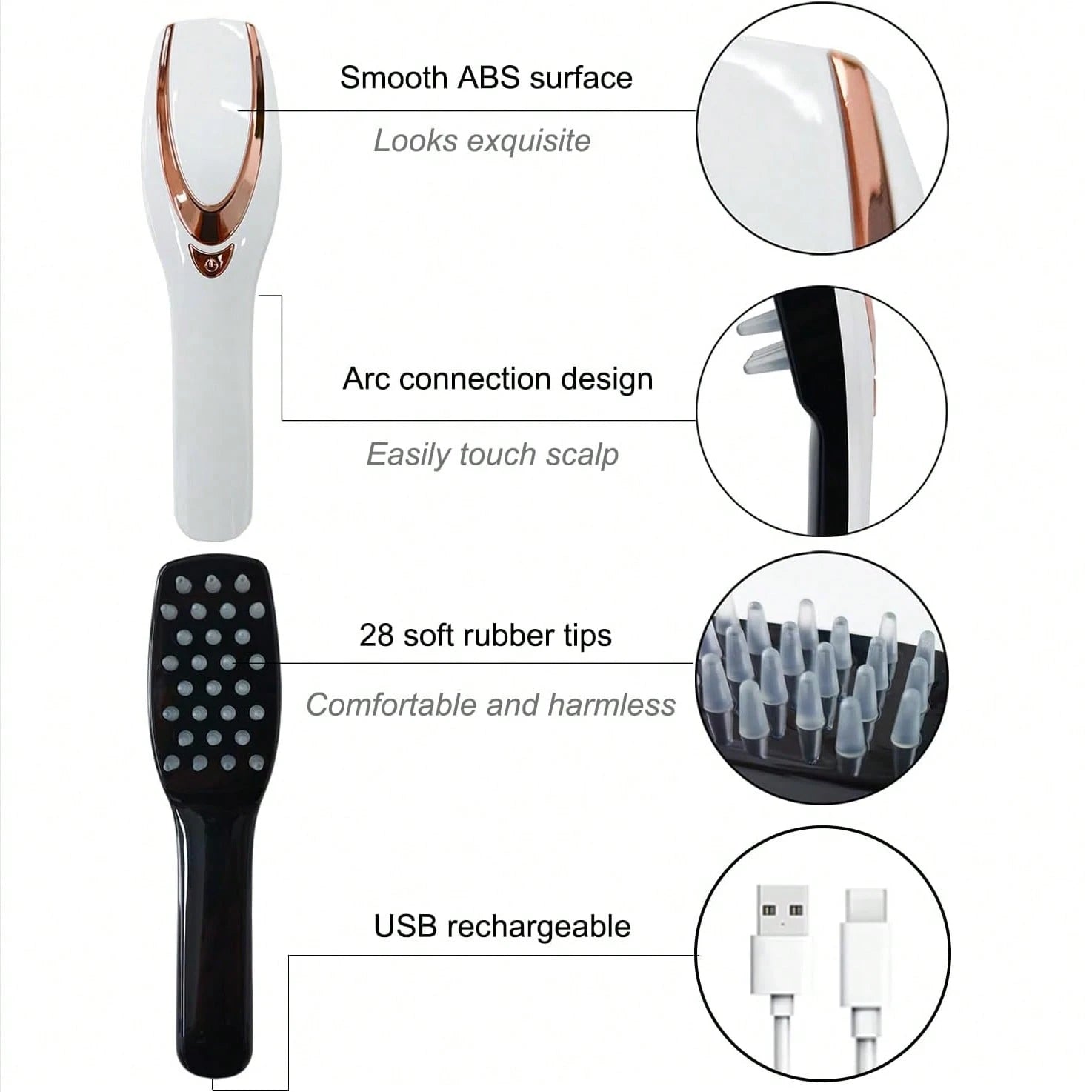 Red Light Hair Brush, Scalp Massager Brush, Red Light Comb Devices Hair Scalp Massage, Hair Massage Brush, Portable Hair Massage Comb With Soft Rubber Men And Women