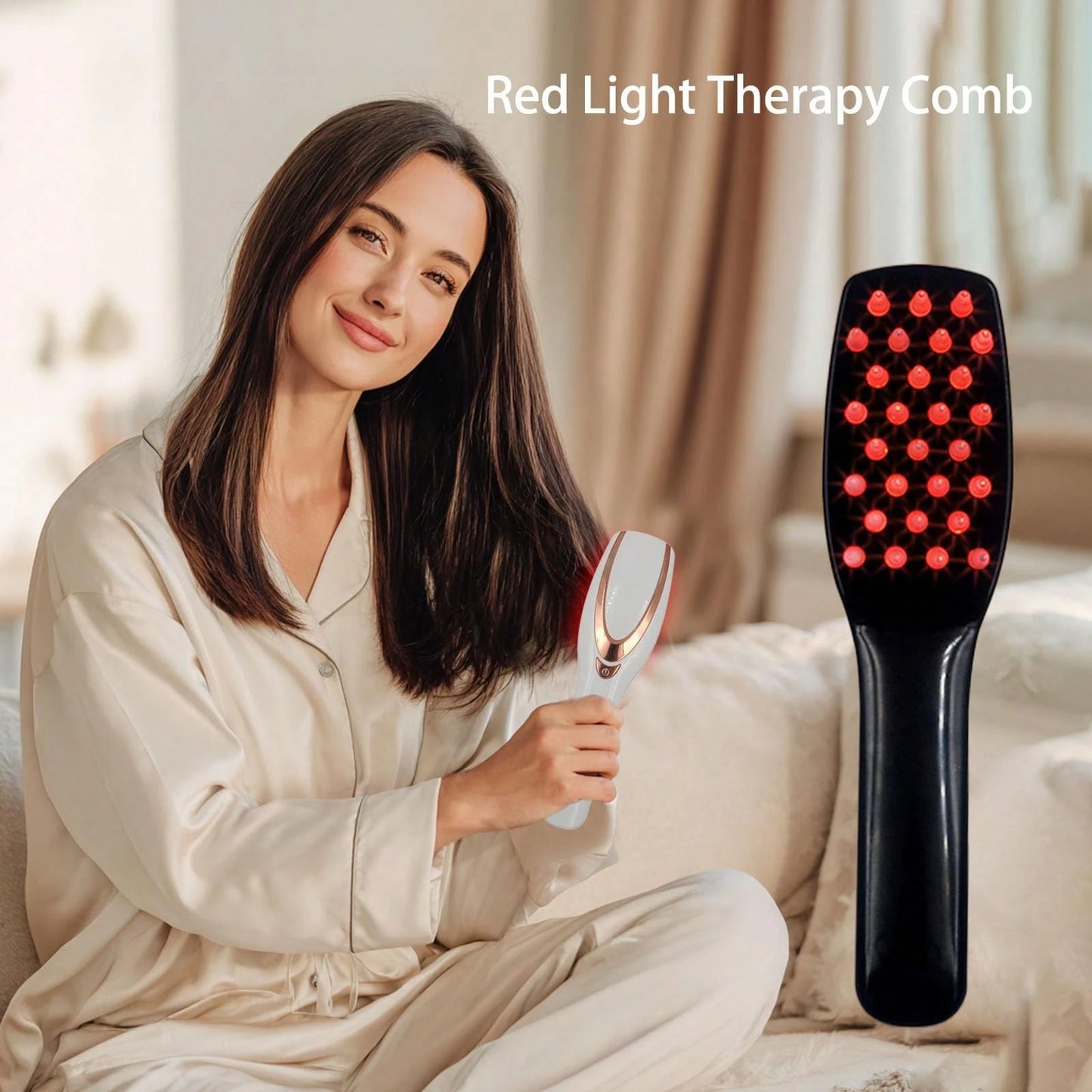 Red Light Hair Brush, Scalp Massager Brush, Red Light Comb Devices Hair Scalp Massage, Hair Massage Brush, Portable Hair Massage Comb With Soft Rubber Men And Women