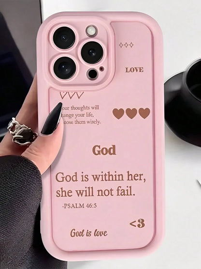 Religious Slogan God's Love Phone Case Suitable For Compatible With IPhone 17,16, 15, 14, 13, 12, 11, PRO MAX,PLUS,Air,As Well As Galaxy S26/25/24/23/22/21 Ultra/FE/+,A54/53/52/36/35/34/33/17/16/15/14