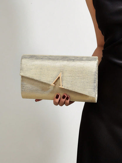 REMANLAND Charming Elegant Women's Clutch, Luxury Envelope Evening Bag, Fashionable Metallic Texture Design, Chain Shoulder Strap Handbag, Suitable For Brides, Banquets, Graduation Proms, Parties, Bal