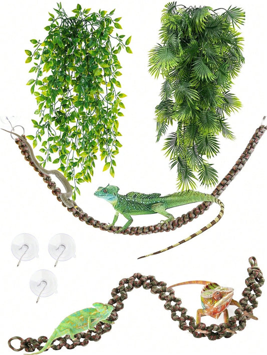 Reptiles Can Climb Vines And Artificial Plants. The Climbing Rope Is Made Of Hand-Woven Parachute Rope And Is Suitable For Lizards, Snakes, Turtles, Frogs And Hermit Crabs. It Can Be Used For Creating