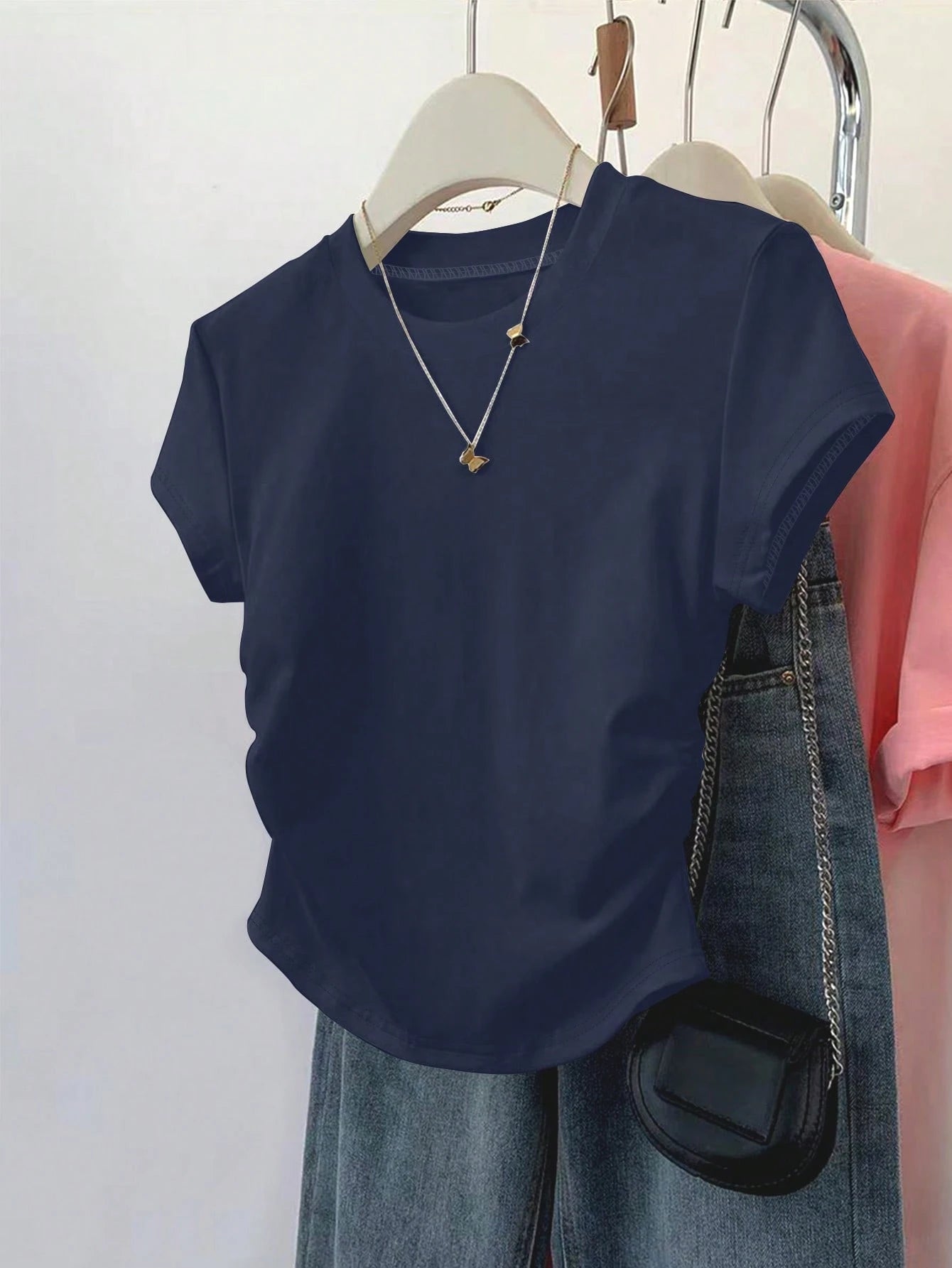Resyla 4pcs/Set Women's Outdoor Casual Sports Tops, Summer New Arrivals, Brown, White, Blue, Multicolor Striped Slim Fit T-Shirts
