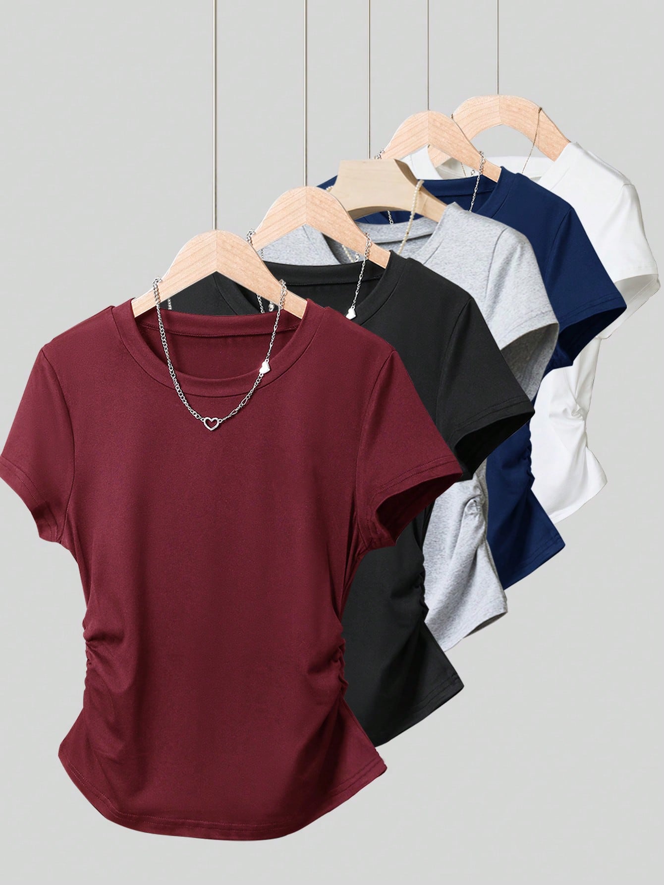 Resyla 4pcs/Set Women's Outdoor Casual Sports Tops, Summer New Arrivals, Brown, White, Blue, Multicolor Striped Slim Fit T-Shirts