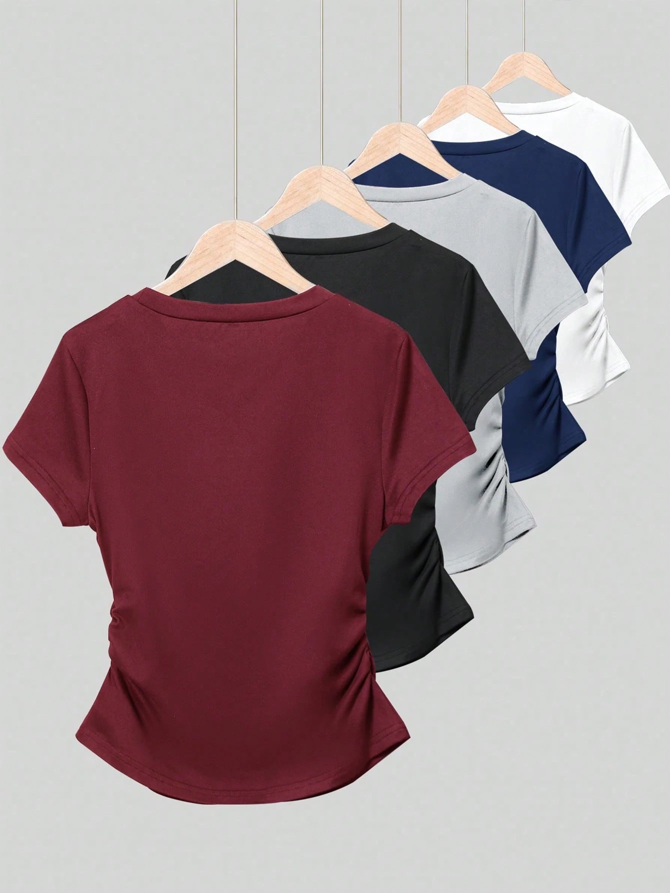 Resyla 4pcs/Set Women's Outdoor Casual Sports Tops, Summer New Arrivals, Brown, White, Blue, Multicolor Striped Slim Fit T-Shirts