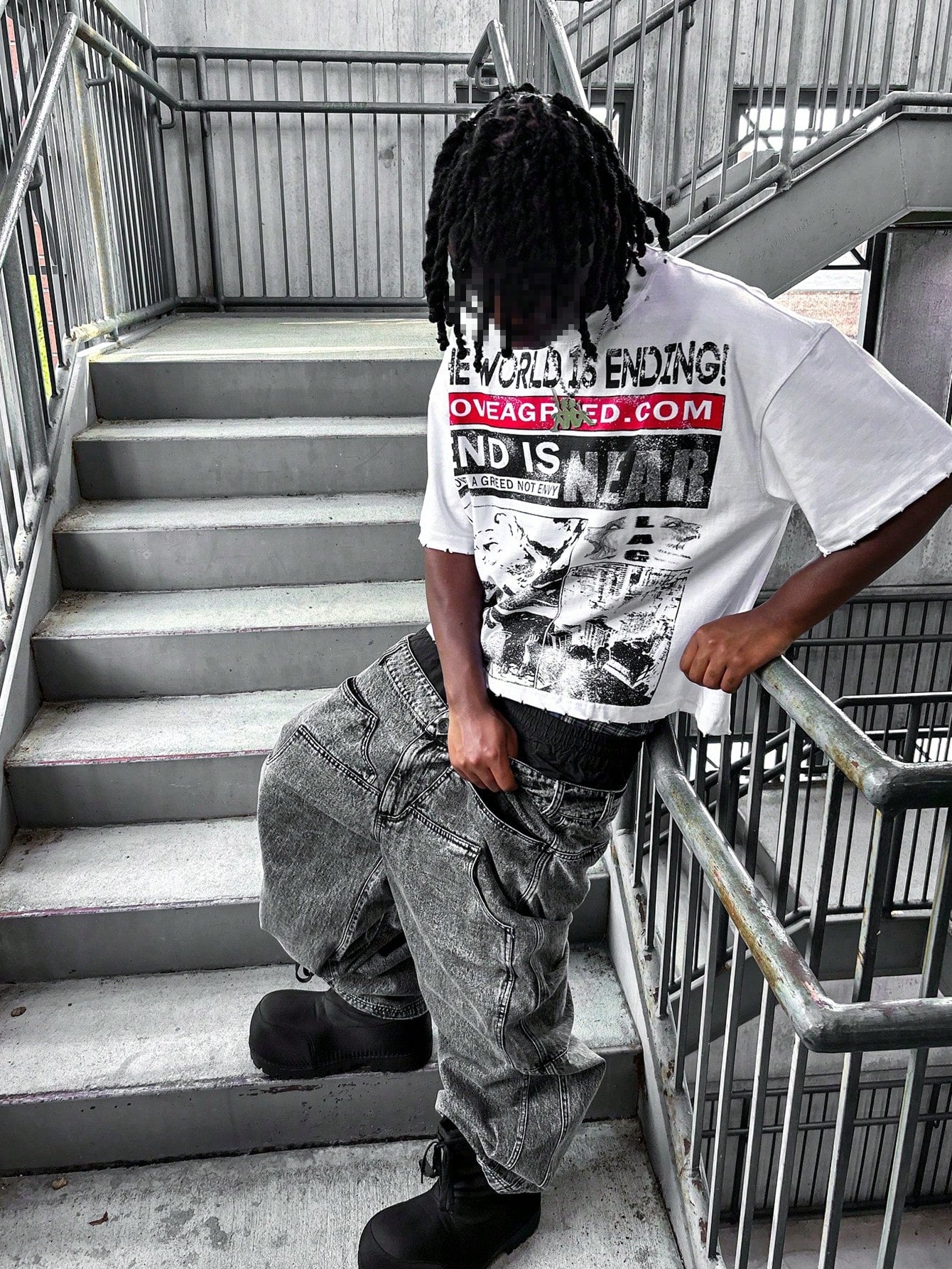 Retro Cool Street Inspired Manifesto Style "Doomsday" Newspaper Graffiti Short Sleeved T-Shirt, Pure Cotton Breathable Men's And Women's Daily Tops