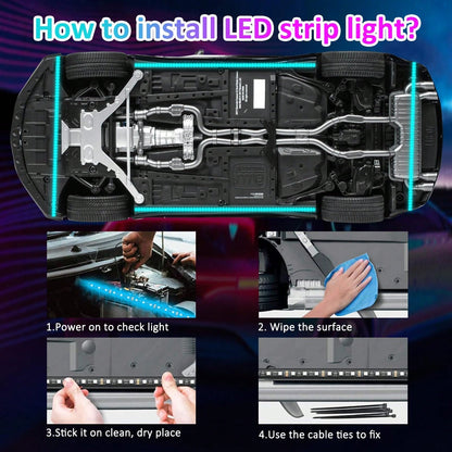 RGB 4-In-1 Colorful LED Chassis Light Strip, Car Decorative Atmosphere Light And Neon Light Effect, APP/Remote Control, 16 Million Color Lighting Effect Adjustment, Music Microphone Synchronization, H