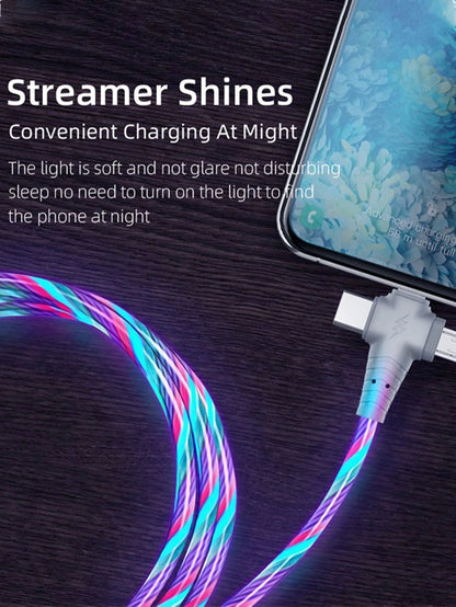 RGB Gradient LED Illuminated USB-C Fast Charging Cable, 3-In-1 Universal Charging Cord With Micro USB & Type-C Interfaces, 3.3ft/6.6ft, Compatible With IPhone, Android Phones, Cameras, MP3 Players, Na