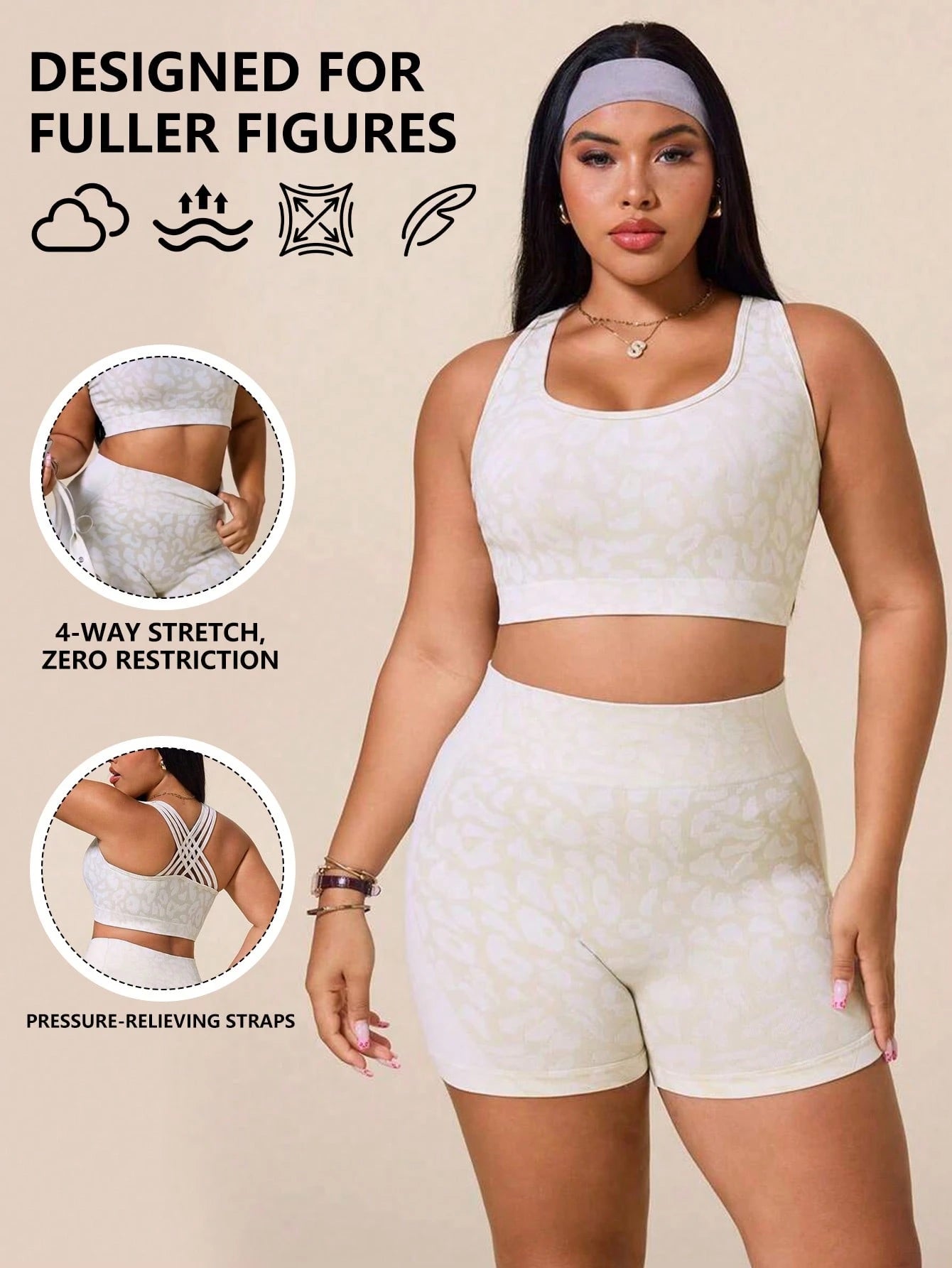 Rhythm Era Women's Leopard Print Criss-Cross Back Tank Top And Shorts Sports Set