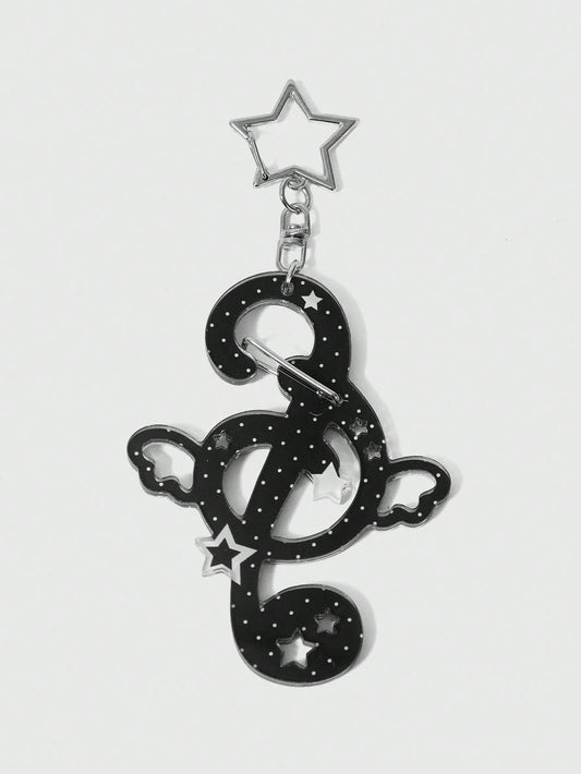ROMWE Anime Music Note, Polka Dot, Wing, Pentagram Print Keychain, Bag Charm, Versatile Decorative Accessory