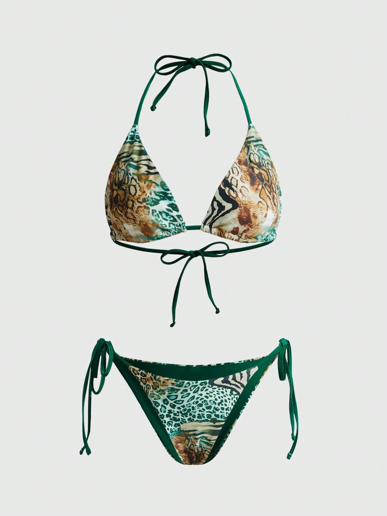 ROMWE Avant 2025 Sexy Vintage Leopard Print Pattern Bikini 2 Pieces Set For Women Vacation Beach Summer