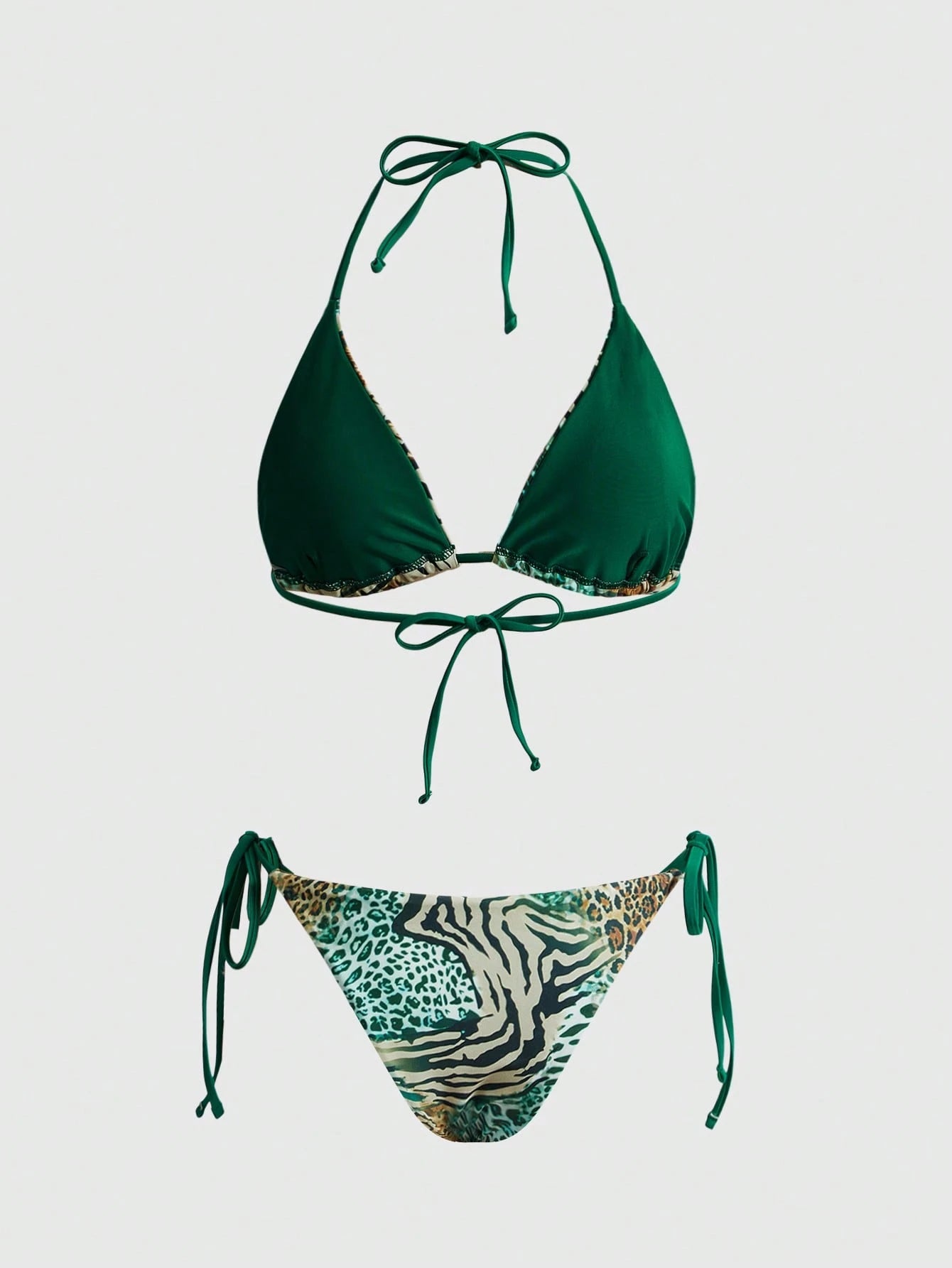 ROMWE Avant 2025 Sexy Vintage Leopard Print Pattern Bikini 2 Pieces Set For Women Vacation Beach Summer
