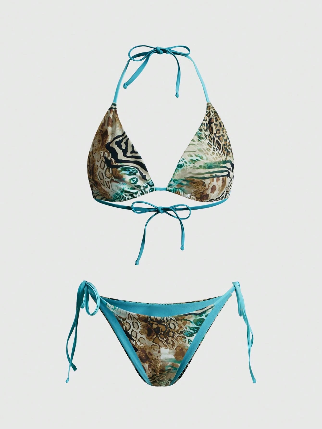 ROMWE Avant 2025 Sexy Vintage Leopard Print Pattern Bikini 2 Pieces Set For Women Vacation Beach Summer