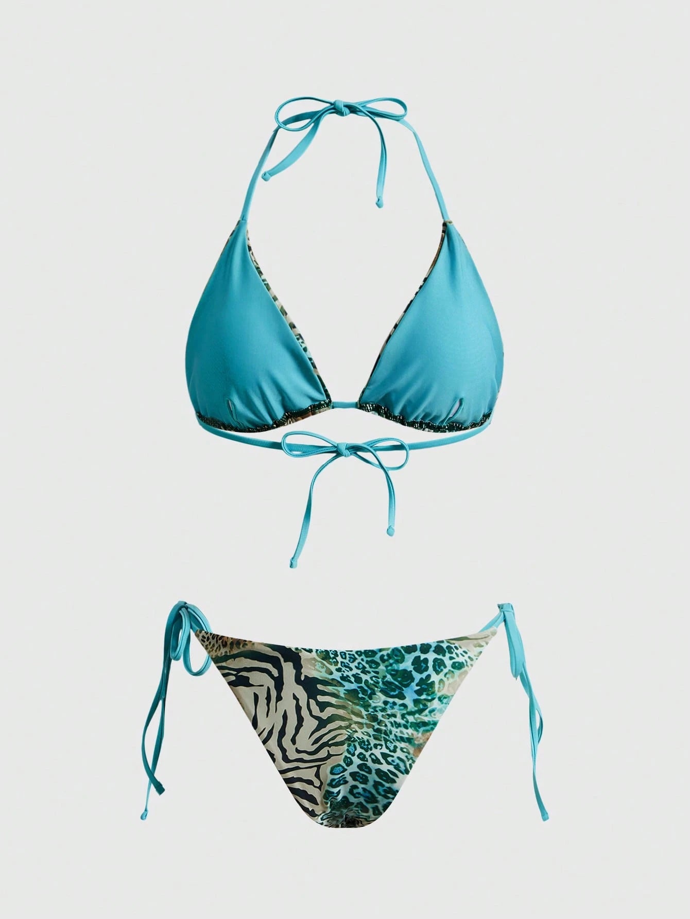 ROMWE Avant 2025 Sexy Vintage Leopard Print Pattern Bikini 2 Pieces Set For Women Vacation Beach Summer