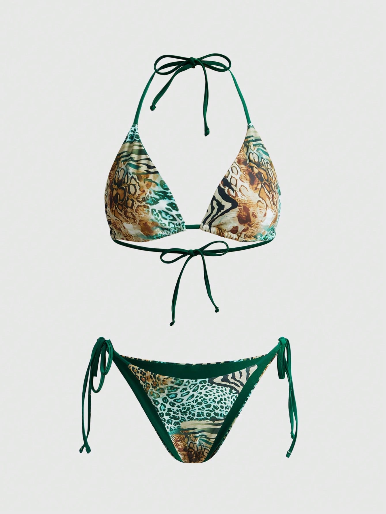 ROMWE Avant 2025 Sexy Vintage Leopard Print Pattern Bikini 2 Pieces Set For Women Vacation Beach Summer