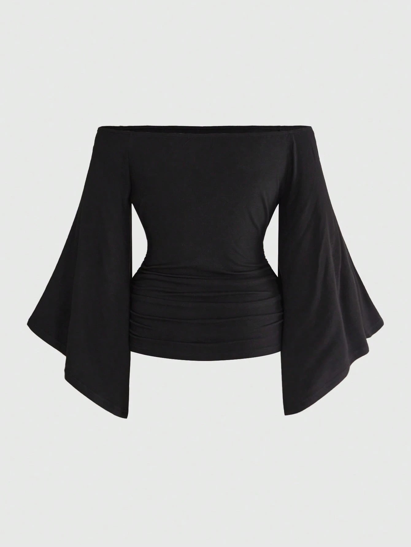 ROMWE Gothic Iris Wing Rhinestone Letter Print Asymmetrical Sleeve Plus Size Women's Top, Off-Shoulder Women's Top Fall