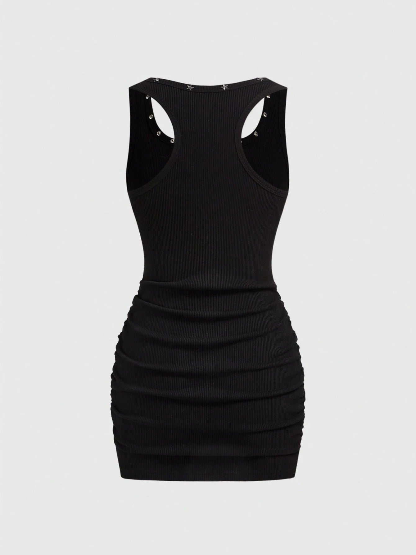 ROMWE Grunge Punk Women's Retro Baddie Unisex Streetwear Casual Star & Rivet Print Bodycon Mini Dress