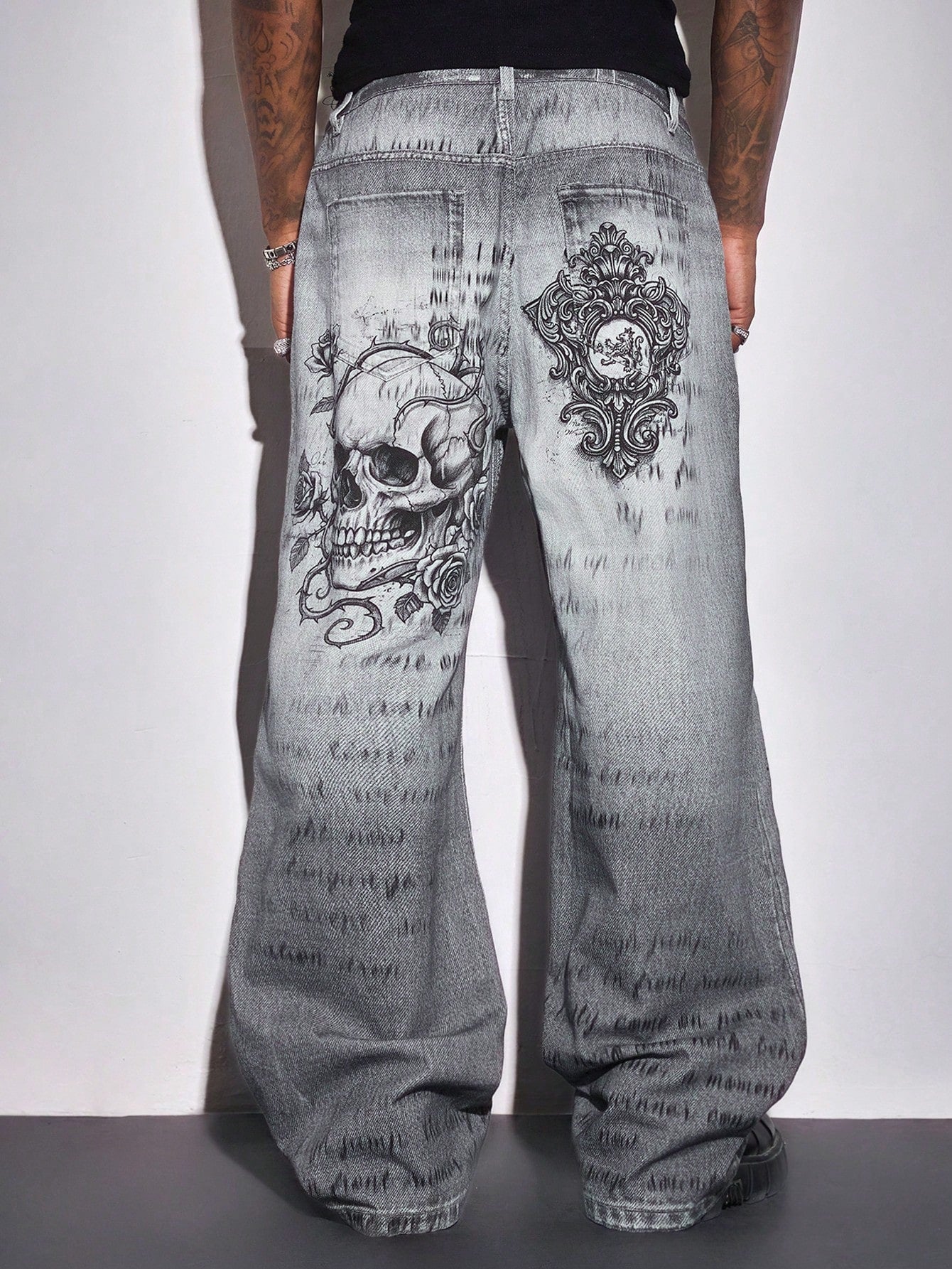 ROMWE MEN Casual Men's Plus Size Gothic Style Fashion Jeans