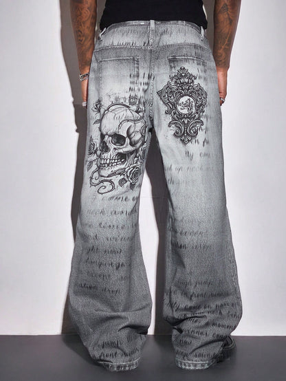 ROMWE MEN Casual Men's Plus Size Gothic Style Fashion Jeans