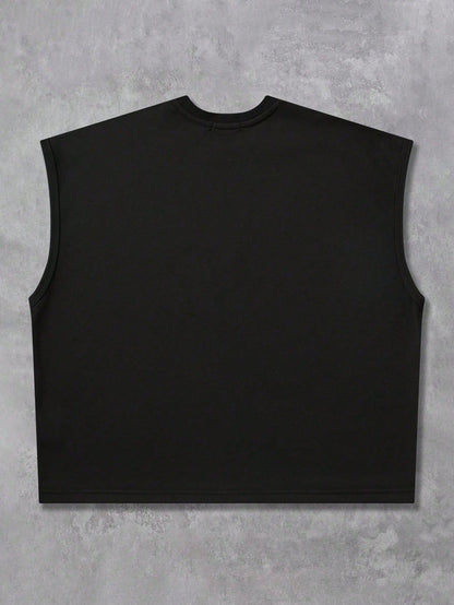 ROMWE MEN Grunge Punk Men's Loose Fit Tank Top With Rivet Decor And Print